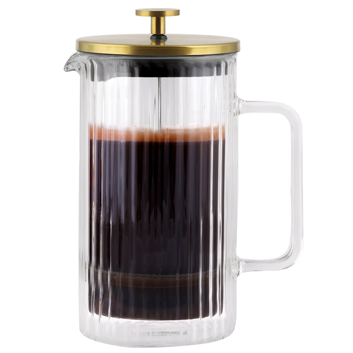 Vialli Design Double wall coffee and tea maker 1000ml matt gold TULIP 0664