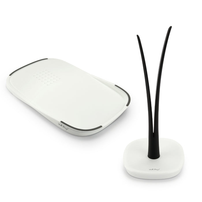 Vialli Design Set double-sided white cutting board with towel rack LIVIO black and white 0527