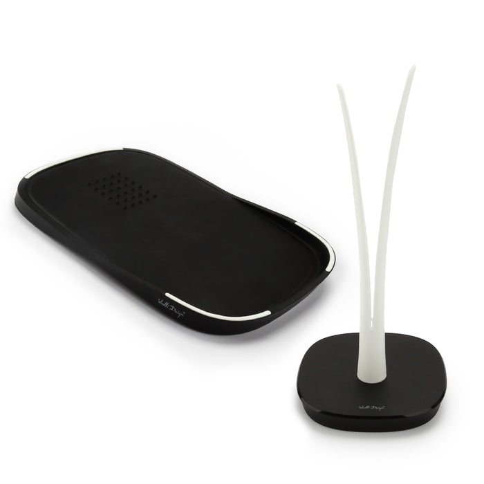 Vialli Design Set double-sided black cutting board with towel rack LIVIO white and black 0503