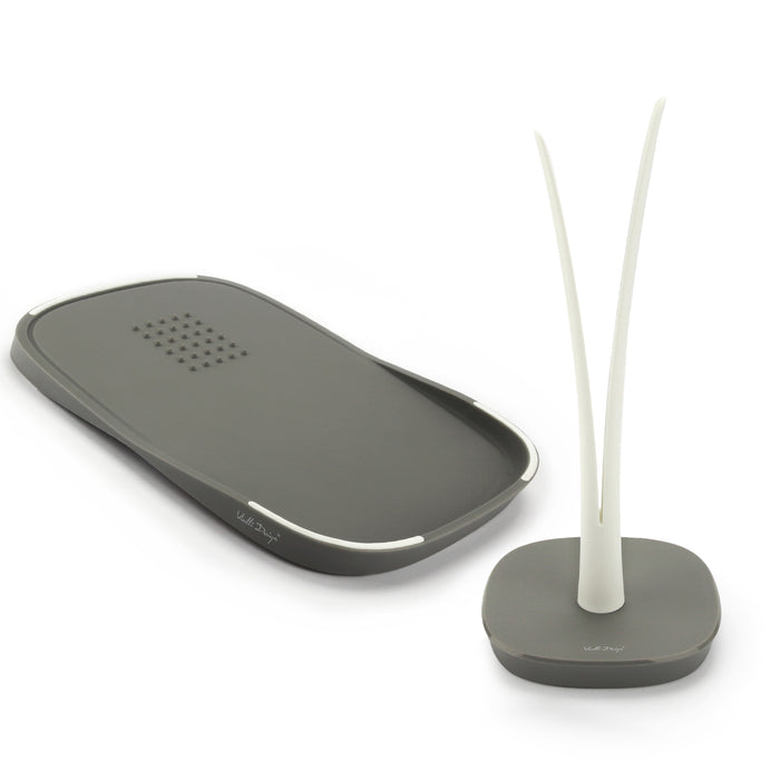 Vialli Design Set double-sided gray cutting board with towel rack LIVIO gray and white 0510